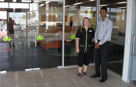 Clinic Manager Adrienne Carter with Neil Kumar at new Silverdale Medical Cente