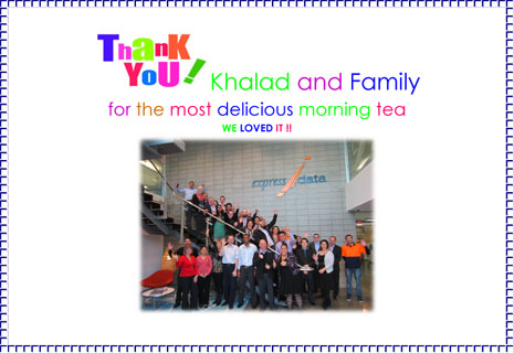 A thank you note for CrestClean franchisees who provided morning tea.