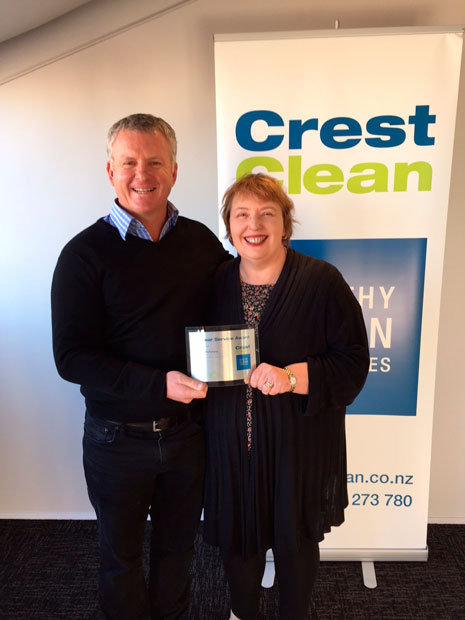CrestClean Managing Director Grant McLauchlan presented Customer Services Manager Dellece McFarlane with a 10 year plaque in recognition of her long service.
