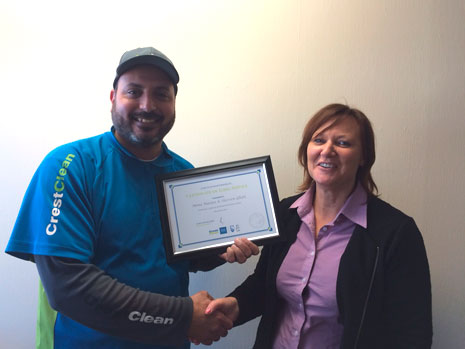 Christchurch South franchisee Mina Hanna was presented his 7 year Long Service Award by Regional Manager Kiri James.