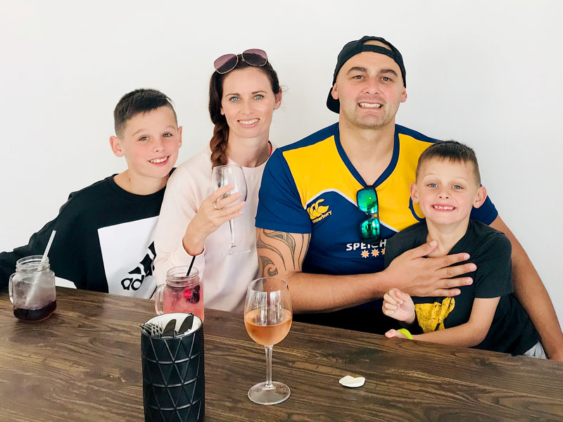 Nicky and Tony Kramers with their children Isaac, 11, Lucas, 8, pictured during their family holiday to Mount Maunganui after winning the Master Franchisee of the Year Award.