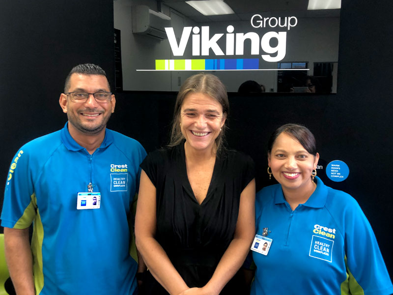 Sheik Saheb and Farzana Saheb with a member of staff at the Viking Group.