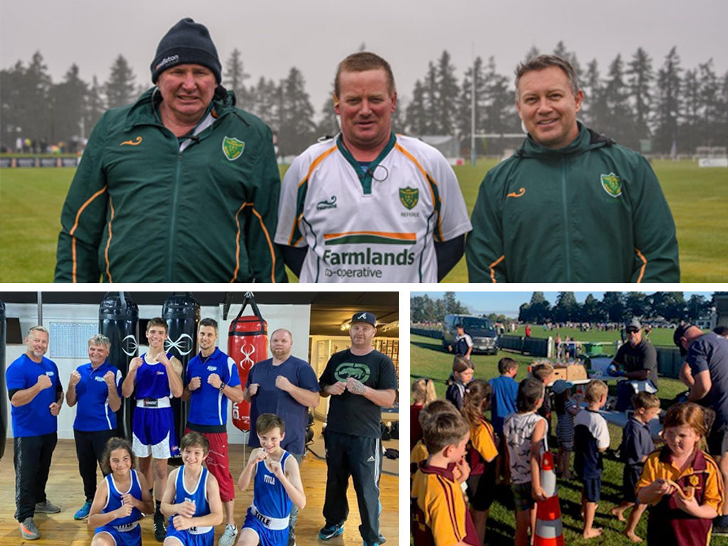 Volunteers at kids' sport.