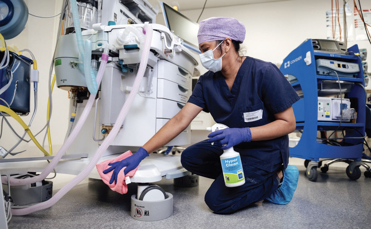 CrestClean franchise owner Nadeesha Kalansooriya, cleaning at Forté Health’s private hospital in Christchurch of Health compliance