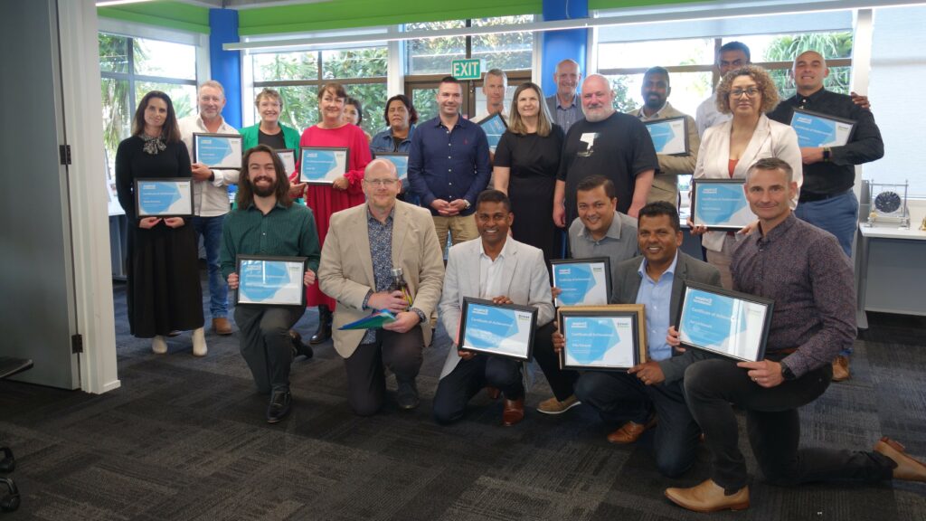 Back row, from left, Gina Holland, Barbara de Vries, Tim O’Leary, Jason Dale, Naresh Mani, Neil Kumar and Tony Kramers. Middle row, from left, Nicky Kramers, Rob Glenie, Caro Wedding, Linda Hill, Jason Tainsh, Liezl Foxcroft, Dries Mangnus and Sonia Fredrick. Front row, from left, Chris Wedding, Paul Lishman, Yasa Panagoda, Nivitesh Kumar, Viky Narayan and Jan Lichtwark