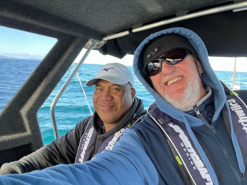 Bura with friend and customer, Darrel Goosen.