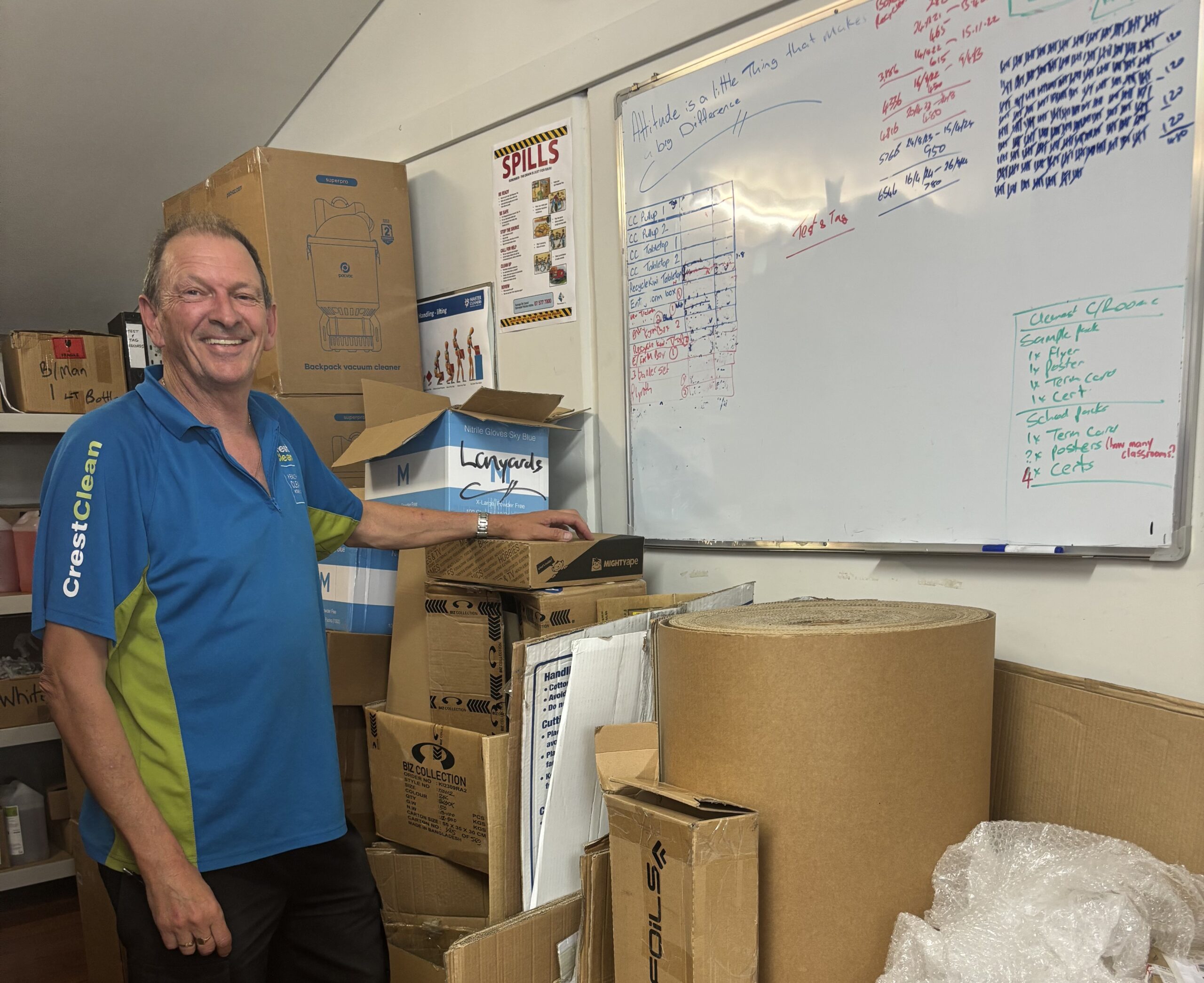 Malcolm’s mission to reuse over 7,000 boxes in CrestClean’s Distribution Centre