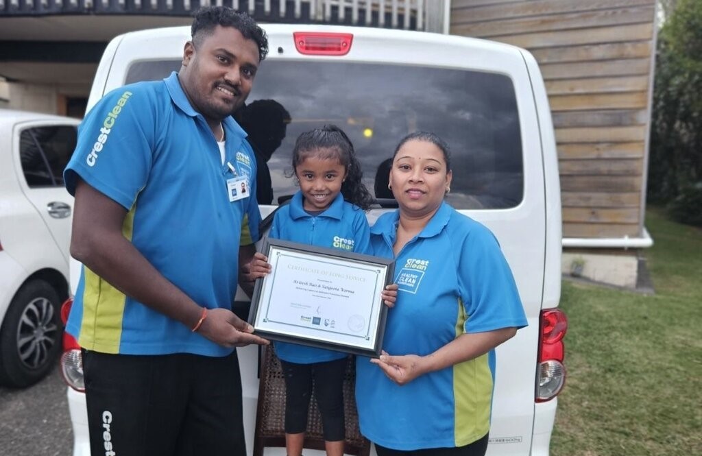 Kritesh and Sangeeta mark three years in business alongside CrestClean’s tiniest helper